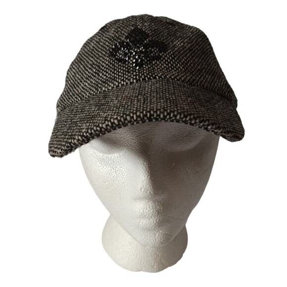 Alternative Apparel Tweed Wool Embellished Baseball Cap Cream & Black OS - Picture 1 of 4